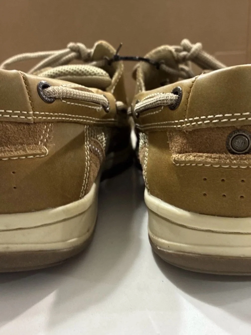 Margaritaville Anchor Lace Up Boat Shoes Brown Leather Textile Upper Men's Sz 12